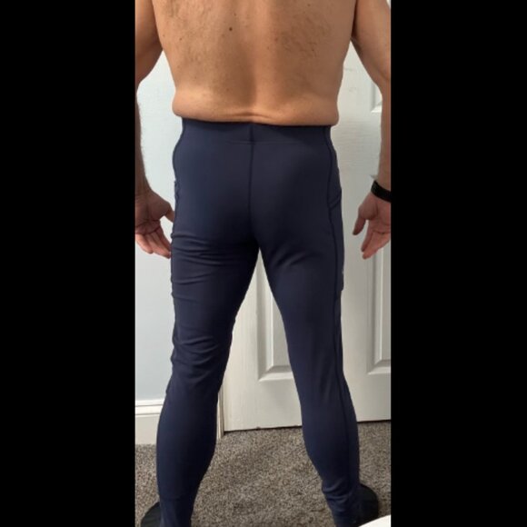 Baleaf Men's Yoga Pants with Pockets, Workout Compression Pants Men Blue Medium - Picture 2 of 3